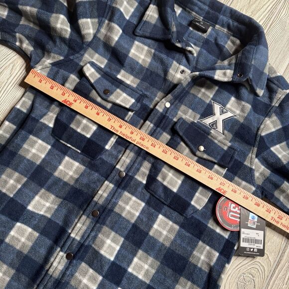 Colosseum Xavier Musketeers Logo Fleece Snap Jacket Men’s M Blue Shacket NWT - Picture 10 of 13
